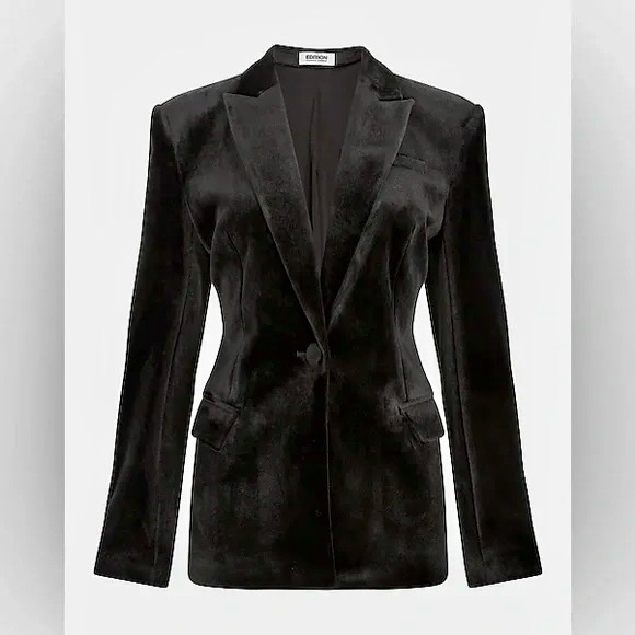 Express Velvet one button blazer in black. XS. NWT. Super soft - Picture 2 of 8
